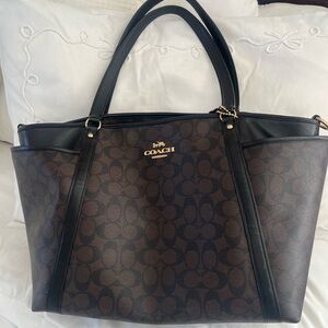 Coach Signature Black and Brown Tote